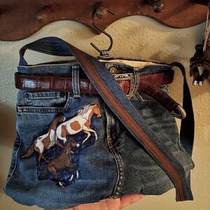 Handmade Denim Bag with Floral Lining